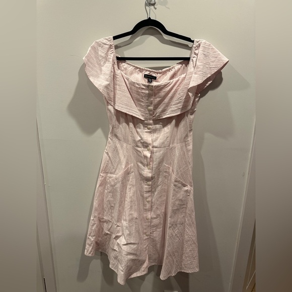 Linen blend off shoulder dress - Picture 1 of 4